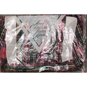 Vintage Avon 1986 Tartan Red Green Plaid Full Bib Apron‎ Christmas Ruffle NEW